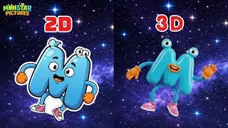 ABC Song for Kids | 2D vs 3D Alphabet Letters | Fun Learning with Monstar Pictures