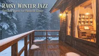 ❄️ Rain & Snow Jazz Night | Cozy Piano, Winter Caf&eacute; Ambience for Relax & Sleep