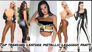 Fabulous metallic colours latex & leather leggings pants ideas #trending #leatherleggings #looks