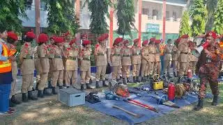 Firefighting drill at PC College. Fire Service.