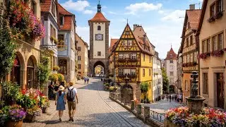 Я нашел самый расслабляющий деревню в Германии 🇩🇪 Ротенбург об дер Таубер Прогулка по городу 4k
