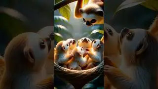 Sloth Mother Cuddles With Her babys 🥰