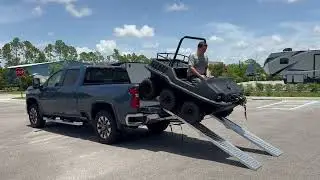 Driving a 2025 MAX 2 Amphibious 6x6 6 Wheeler ATV Into a Pick-Up Truck Bed