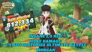 Pokemon masters ex 2025 anniversary 2/5 red nuke showcase 800k dmg vs ultimate battle Morgan 