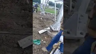 Assembling and installing gin poles, tower installation, pulley system