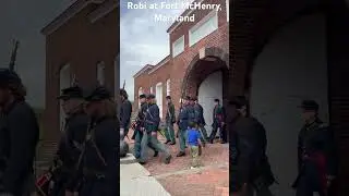 A simulation of soldiers routine at Fort McHenry Maryland