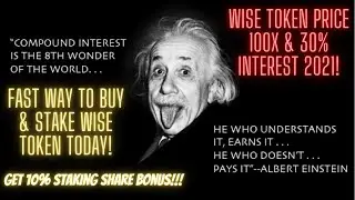 FAST Way to BUY & STAKE Wise Token Today! Wise Token Price 100x Interest 30% in 2021! Get 10% Bonus!