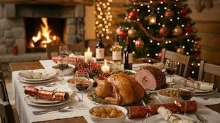 Christmas Dinner by the Fire 🔥 Relaxing Holiday Ambiance with music by 67 Min Music