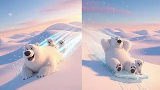 Polar Bear Ice Slide Race | Fast & Slow Movement Song