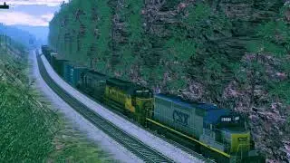 Open Rails Train Simulator-CSXT R353 at Sand Patch Summit c. 1992