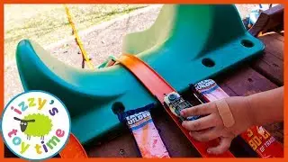 Cars ! Hot Wheels NEW CHALLENGE ACCEPTED BOX! Outside Playground Pretend Play!