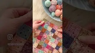Scrap yarn blanket progress 💕 #crochetting #crochettutorial