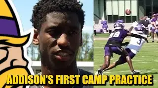 Jordan Addison Addresses Media, Does Work in First Vikings Training Camp Practice