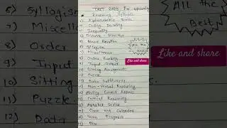 TAIT 2025 Reasoning Syllabus ✌️@ANAJLI-4PBagmare #youtubevideo #youtubeshorts . ✨🤓