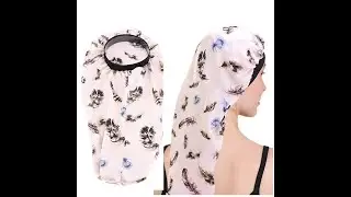 Elastic wide edge long hair braid hat satin bonnet sleep cap silky care nightcap купить с Aliexpress