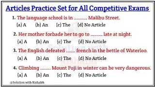 Articles A An The questions | Articles A An The in English Grammar | Articles Practice Set Exercise