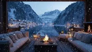 Peaceful Winter Piano With Snow Falling And Fire Crackling For Deep Night Relaxation