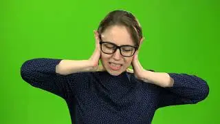 Girl Closes Her Ears Green Screen  Video Effect | No Copyright Stock Video