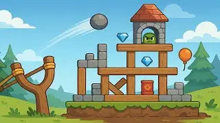 Slingshot Fortress Gameplay &ndash; Smash Fortresses with Stones, Bombs & Shurikens - EP 19