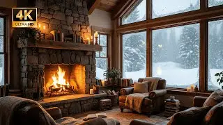Warm Fireplace While Snow Falls Outside ❄️🔥 | Cozy Winter Ambience, No Music