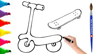 Scooter drawing, painting, coloring for Kids & Toddlers /How to draw a Scooty/Easy Drawing for kids