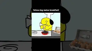 Yellow dog makes breakfast! #animals #animation #cartoon #memes #pets #funny #dogs #cooking #food