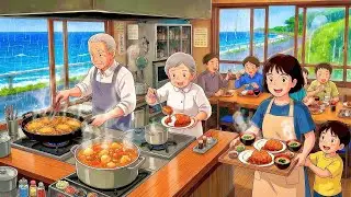 A Rainy Day at Grandma's Cozy Japanese Kitchen | Ghibli-Style ASMR