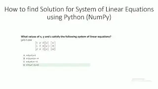 Solution of System of Linear Equation using Python| Solve Linear Equation with 3-eqn & 3-variables
