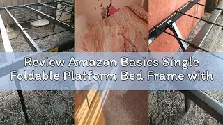 Review Amazon Basics Single Foldable Platform Bed Frame with Steel Slats, Tool-Free Assembly, Under-