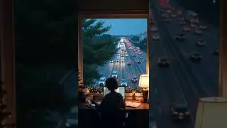 A Peaceful Night of Focus | Cozy Desk Study with Window View