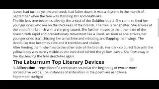 The Laburnum Top Summary| Grade XI 