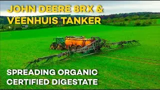 John Deere 8RX Spreading Organic Certified Digestate