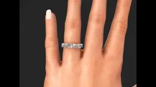 Simon G TR473 Duchess Diamond Wedding Ring on Hand