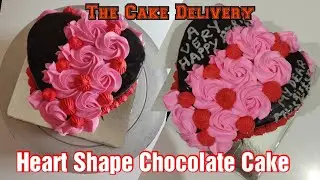 HEART SHAPE DARK CHOCOLATE CAKE - Online cake delivery in Patna #thecakedelivery #heartshapecake
