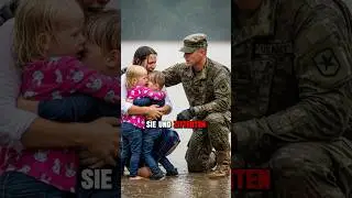 Soldat rettet Familie aus sinkendem Van an regnerischem Abend