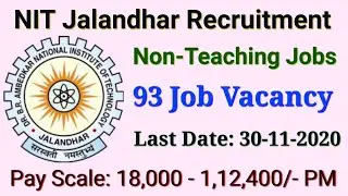 NIT Jalandhar Non-Teaching Jobs 2020: Apply Online For 93 Technical Assistant, Technician and Other