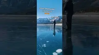 Озеро Абрахам с замерзшими пузырьками метана #alberta #canada #fyp