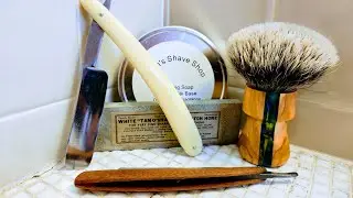 Testing two edges. JJ Shorty and a Silver Steel Solingen Straight Razor. First use of my White Tam