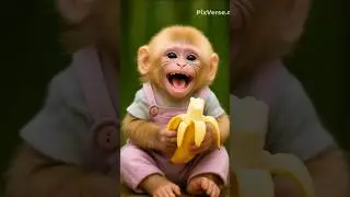 🐒 Cute Monkey Eating Banana & Laughing 😂🍌
