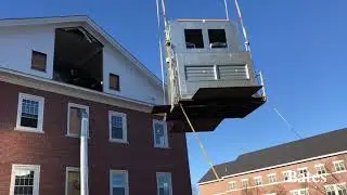 Crane hoists HVAC machinery into Dana Chemistry