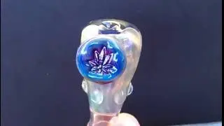 Silver & Gold Fume Slide with Hemp Leaf 19mm