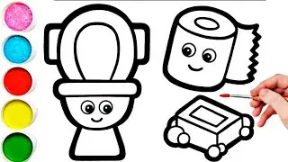 Cute Bathroom Drawing, Painting & Coloring For Kids and Toddlers_ Kids Art