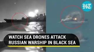 On Cam: Russian Warship Struck By Ukrainian Drone In Black Sea | Exports Hit At Novorossiysk Port