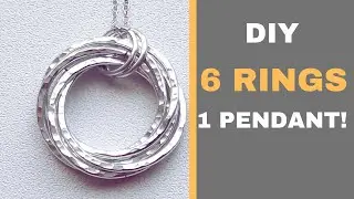DIY Infinity Circle Wire Pendant | 6 Interlocking Hammered Rings | Easy Jewelry Making Tutorial #DIY