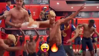 Barcelona crazy dance jubilations in dressing room after beating Real Madrid in Copa Del Rey