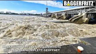 JAHRHUNDERTHOCHWASSER 2024 - Donaukraftwerk Freudenau am 16.09.2024 - Wehranlage ge&ouml;ffnet