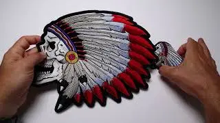 Skull with Indian Head Dress Embroidered Patches