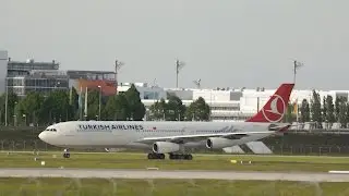 Turkish Airlines Airbus A340-311 TC-JDM arrival at Munich Airport Landung Flughafen München