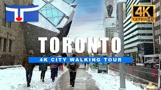 Winter Walk in Toronto, Canada ❄️ Bloor Yorkville UofT Snow Day Night Walk [4K HDR 60fps]