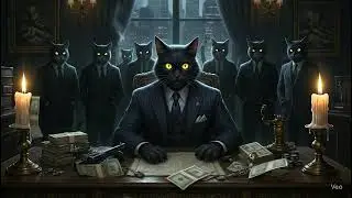 The Meowfia #CatMafia#TheCatfather#MafiaCat#GangsterCats#MobBoss#CatsInSuits#FelineSyndicate#AIart